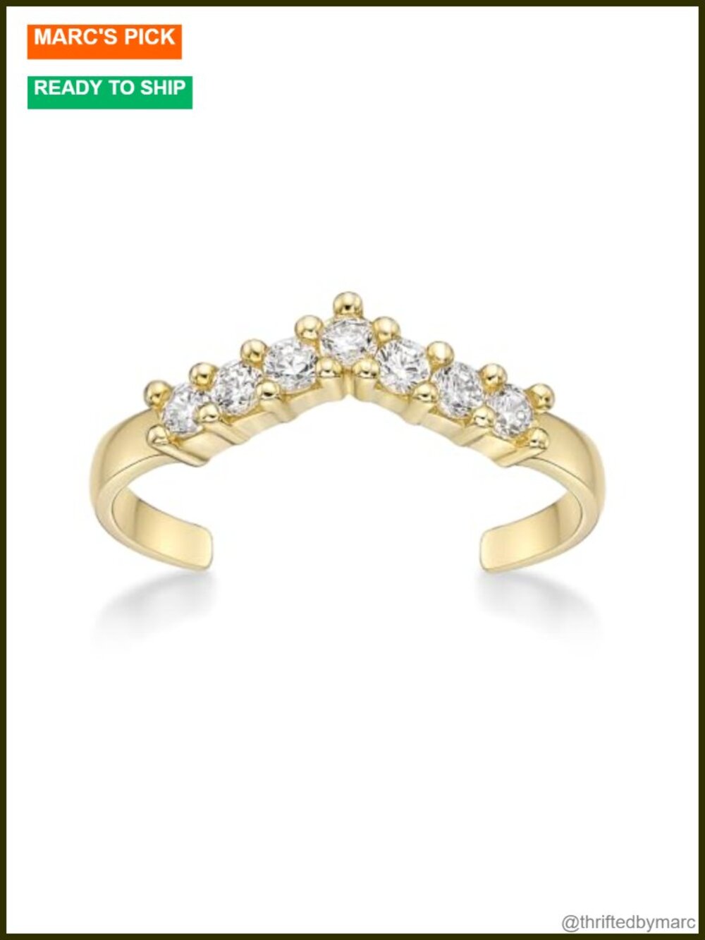 Lavari Jewelers Cubic Zirconia Open Band Chevron Toe Ring for Women in 10k